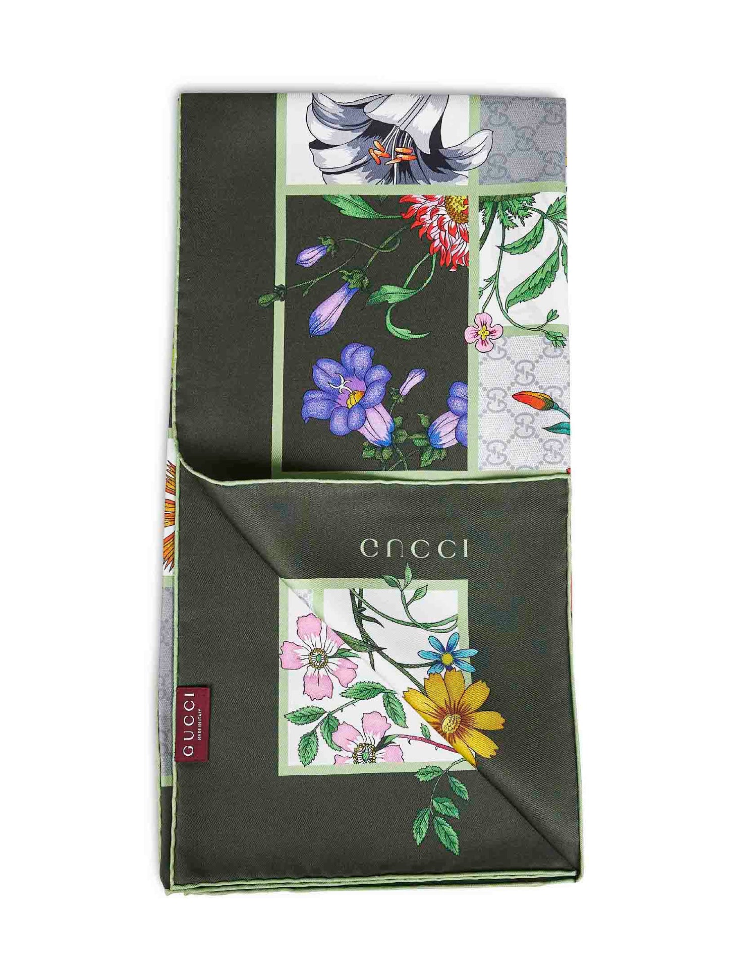 Foulard in twill di seta stampata verde