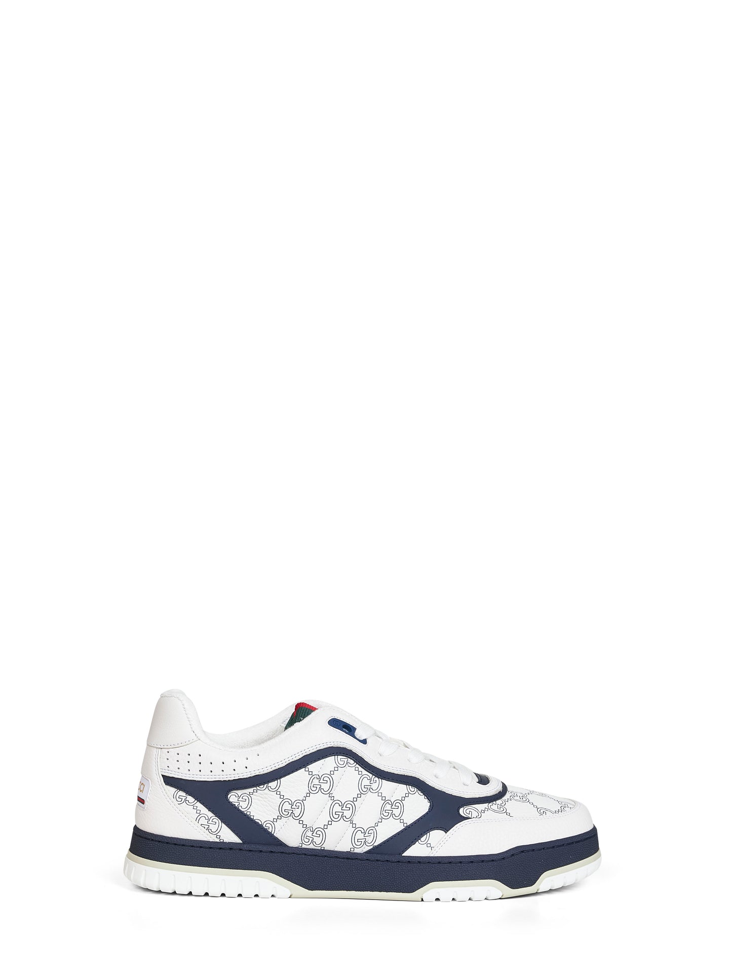 Sneakers Gucci Re-Web in pelle GG bianca e blu