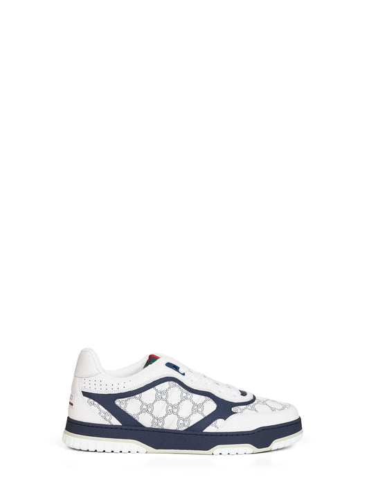 White and blue GG leather Gucci Re-Web sneakers
