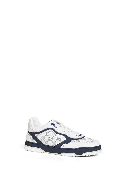 White and blue GG leather Gucci Re-Web sneakers