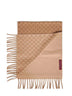 Sciarpa in lana e cashmere GG cammello e beige