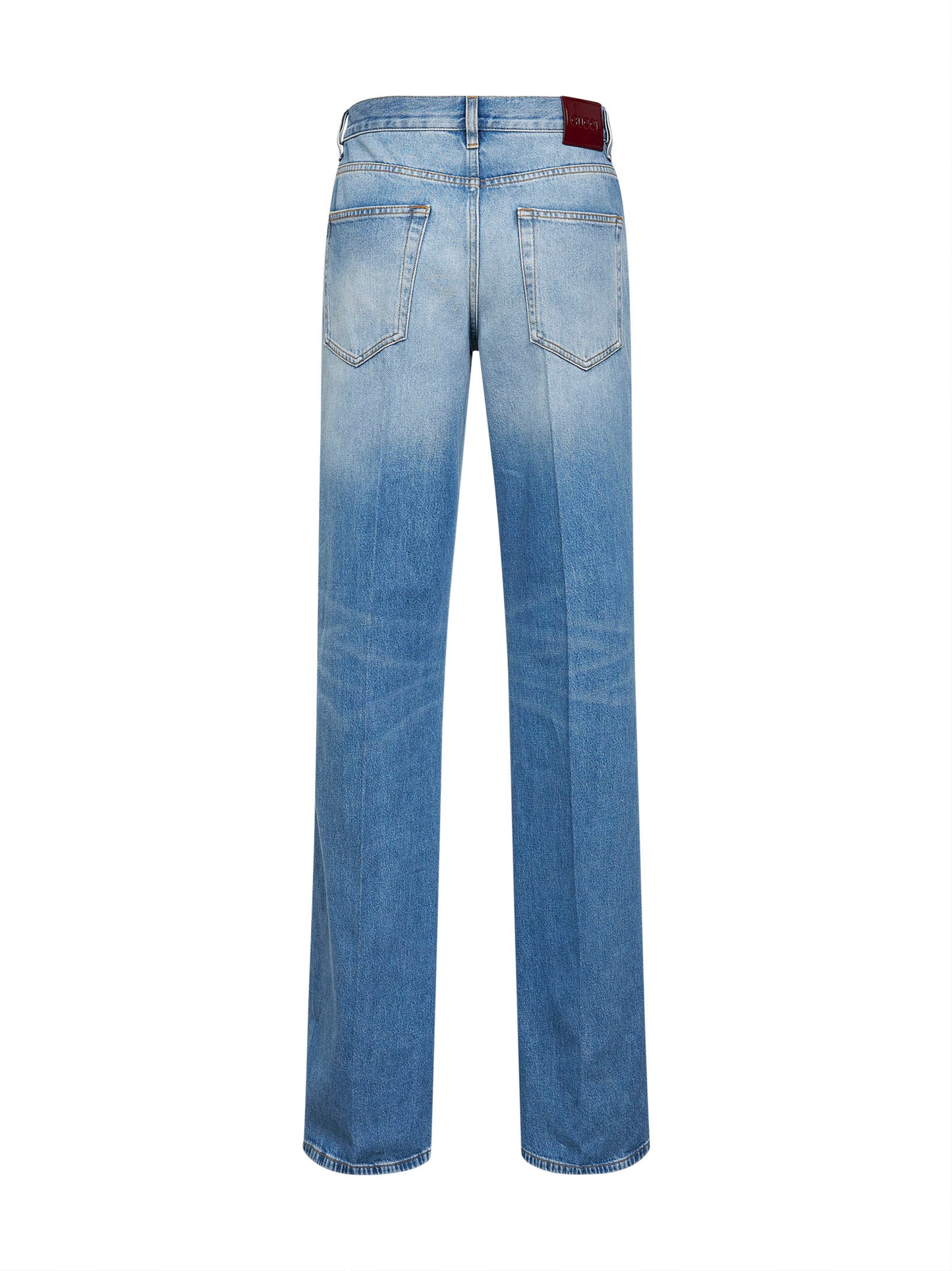 Jeans flare in denim di cotone effetto schiarito celeste