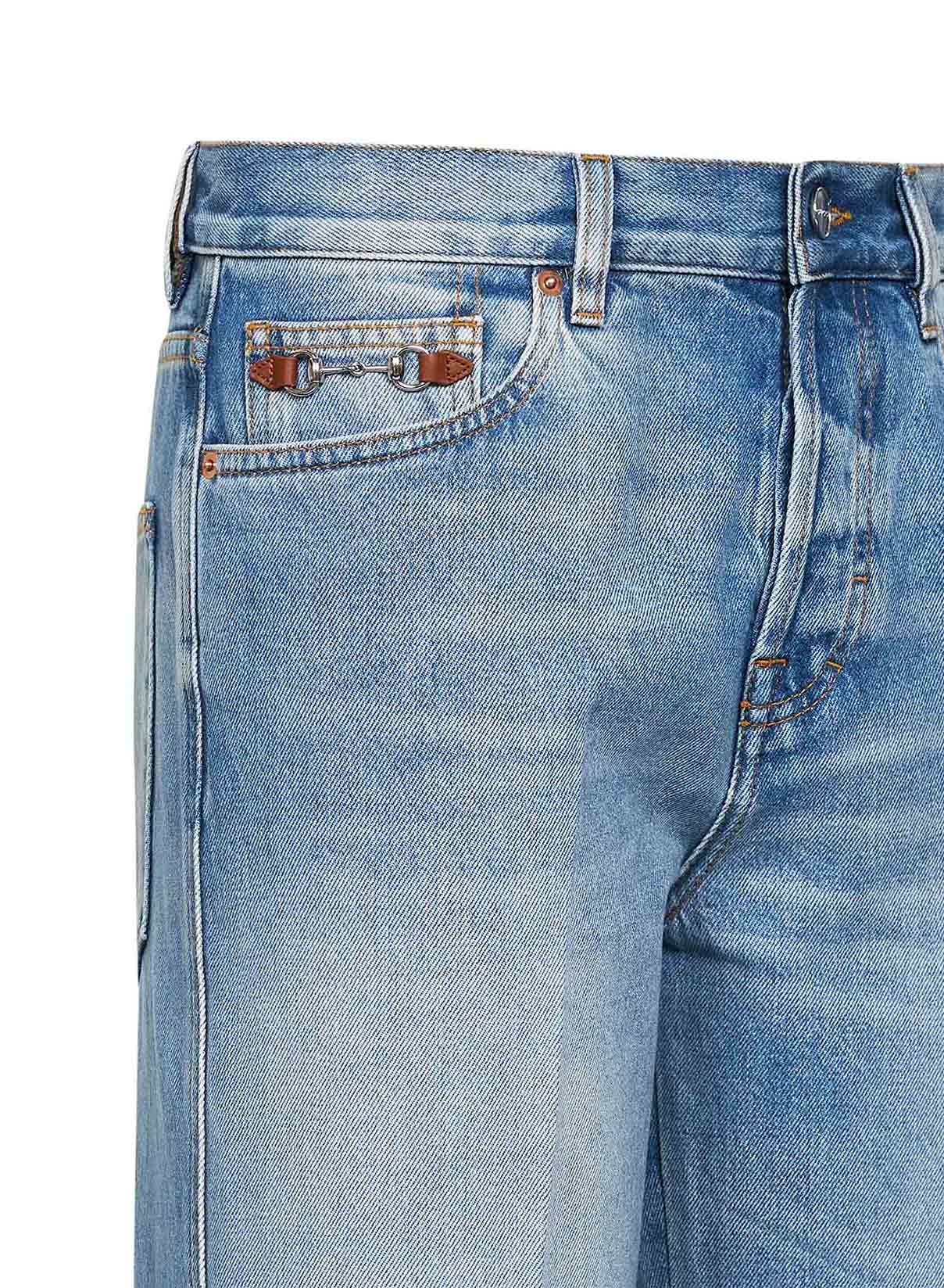 Jeans flare in denim di cotone effetto schiarito celeste