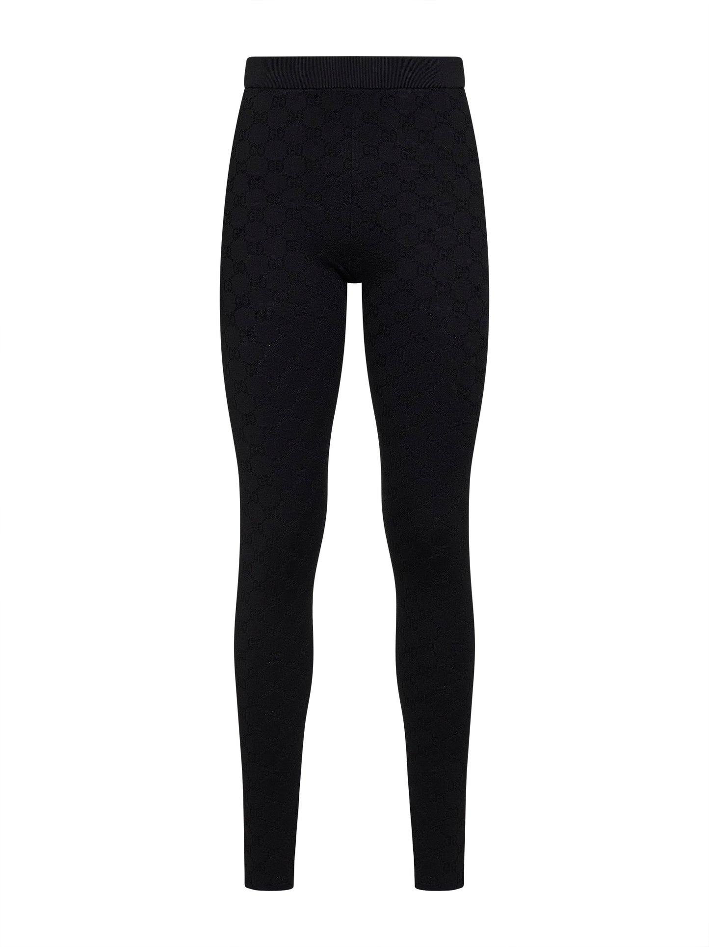 Leggings in misto viscosa elastica ultrafine GG jacquard nero