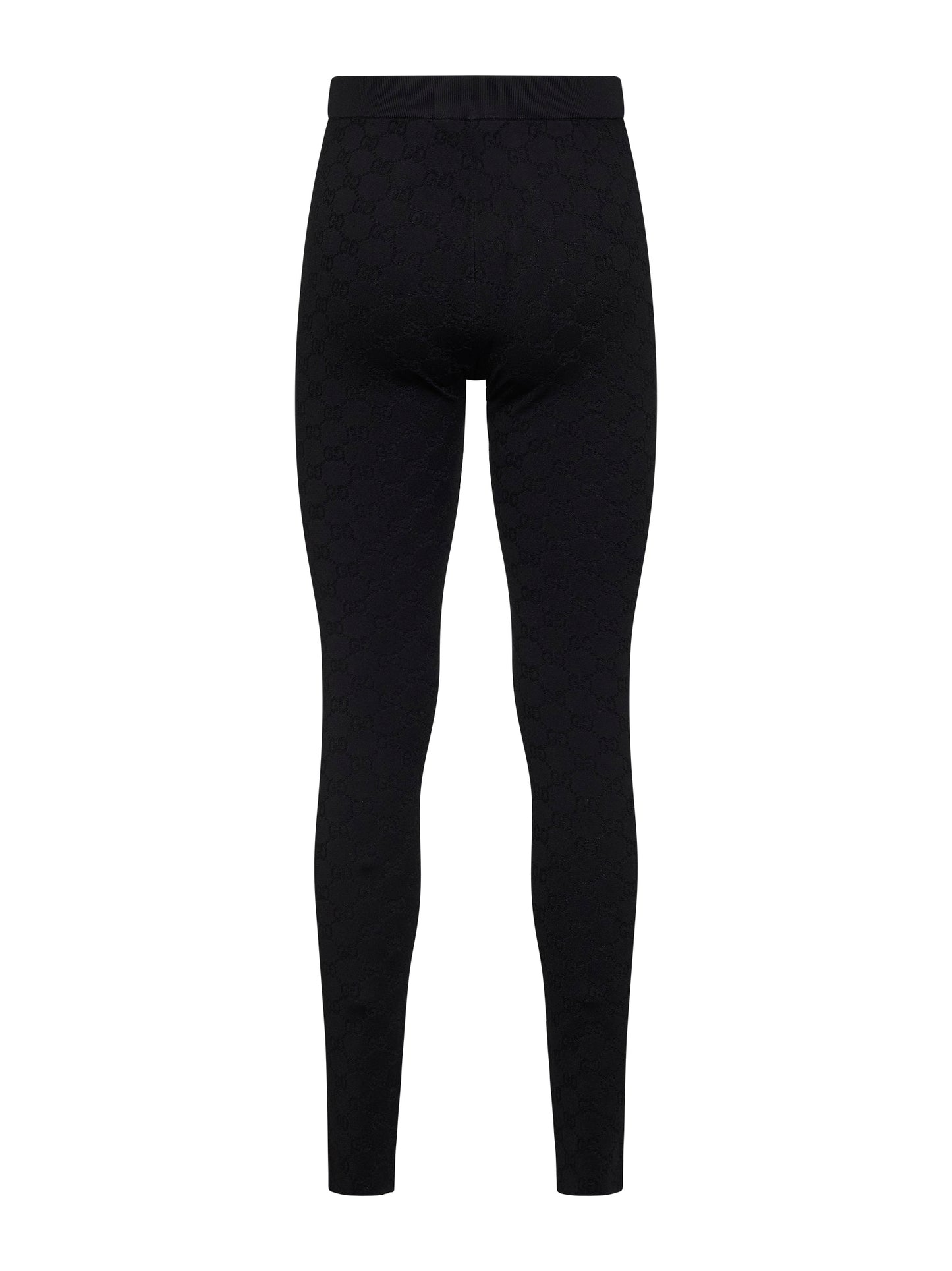 Leggings in misto viscosa elastica ultrafine GG jacquard nero