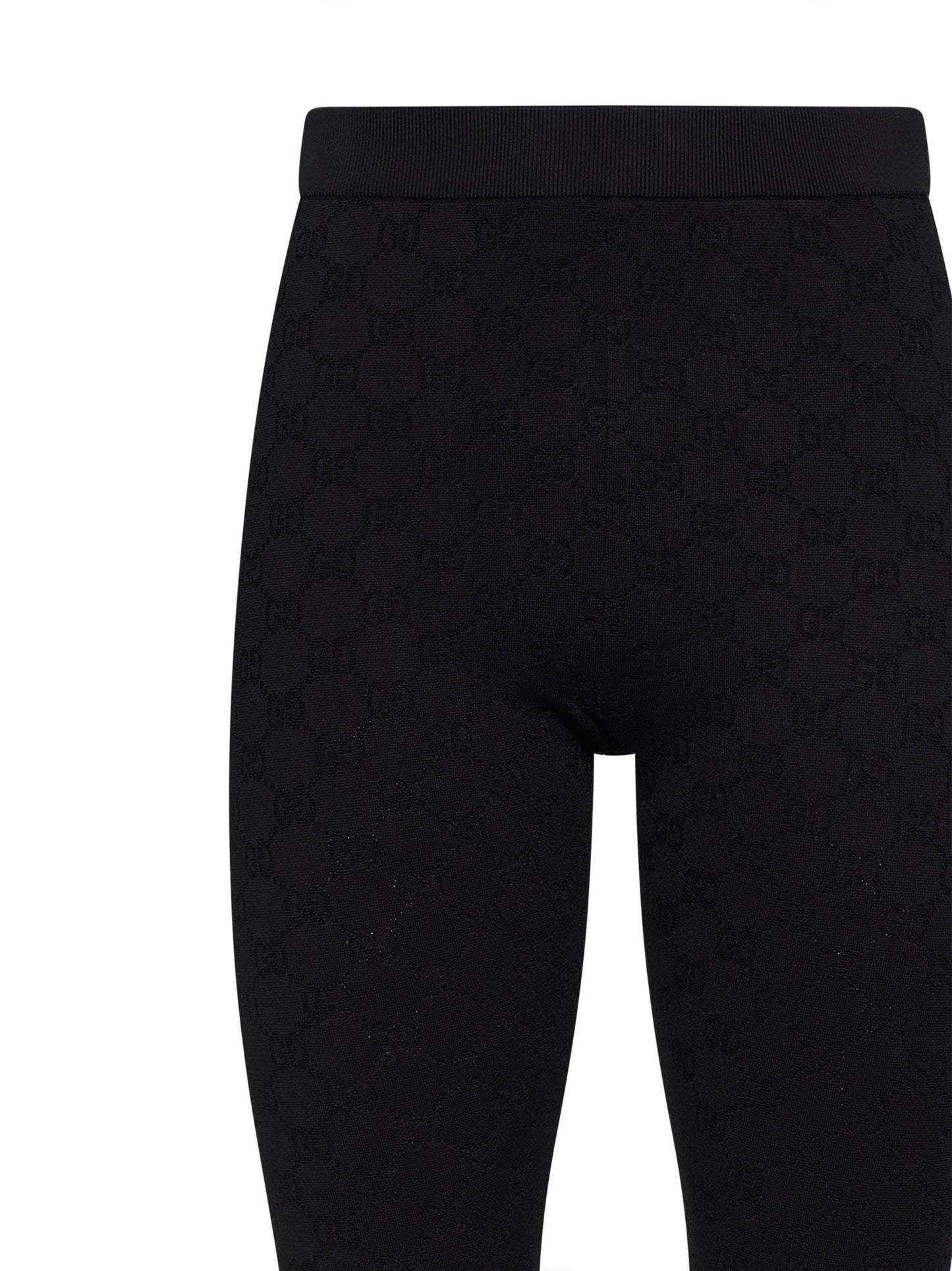 Leggings in misto viscosa elastica ultrafine GG jacquard nero