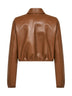 Honey biscuit nappa leather cropped logo jacket