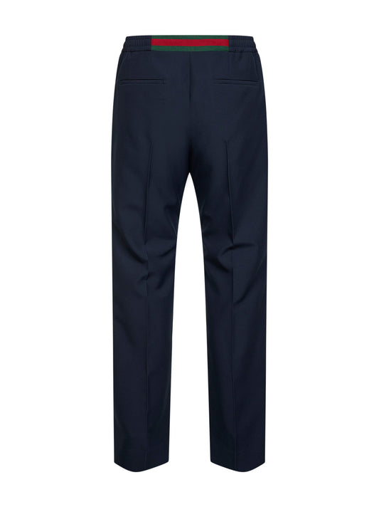 Dark blue technical panama sportswear trousers