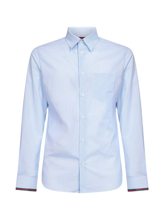 Light blue striped cotton Web trim shirt