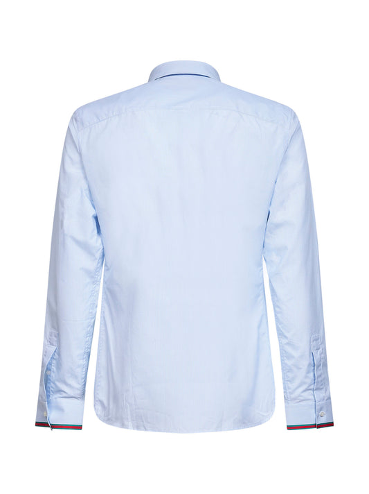 Light blue striped cotton Web trim shirt