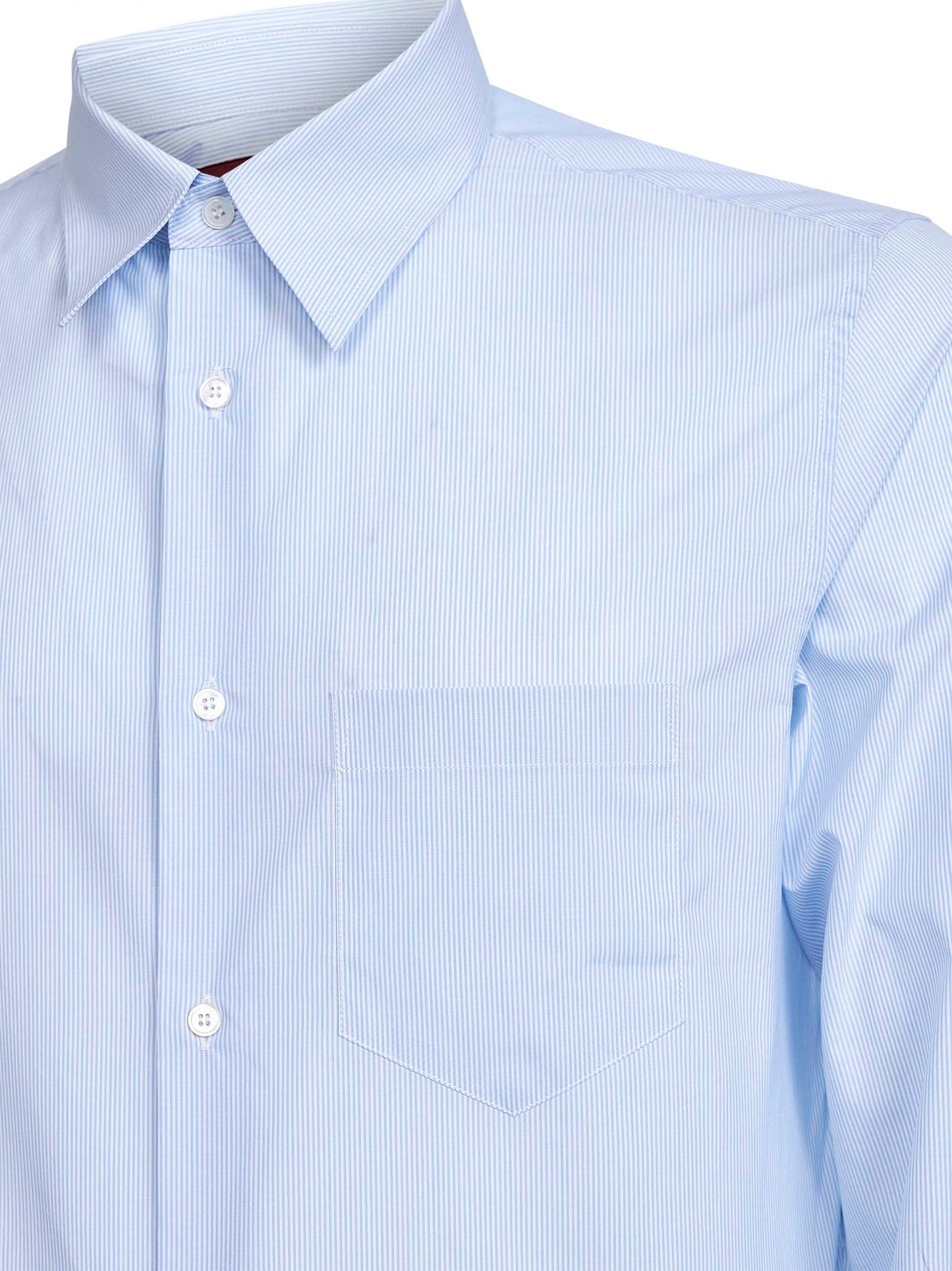 Camicia in cotone a righe celeste con Web