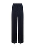 Dark blue viscose and silk jacquard trousers