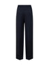 Dark blue viscose and silk jacquard trousers