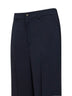 Dark blue viscose and silk jacquard trousers