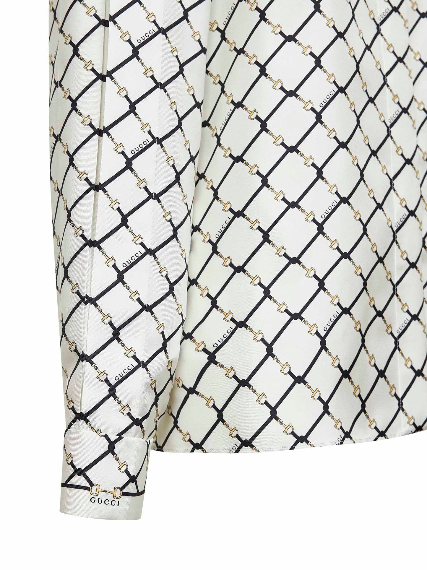 Camicia in twill di seta stampato bianco