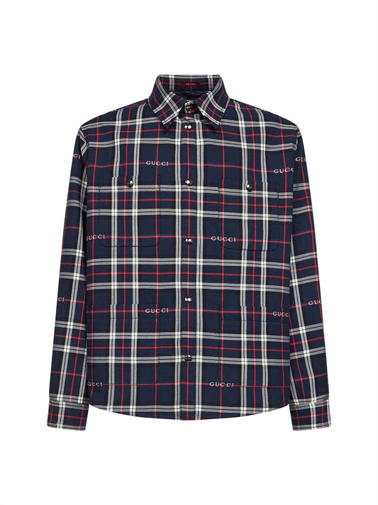 Gucci jacquard cotton tartan padded shirt