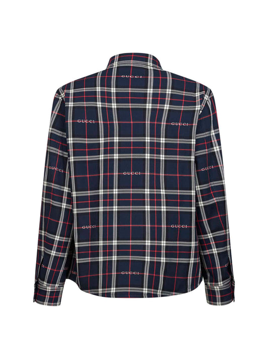 Gucci jacquard cotton tartan padded shirt