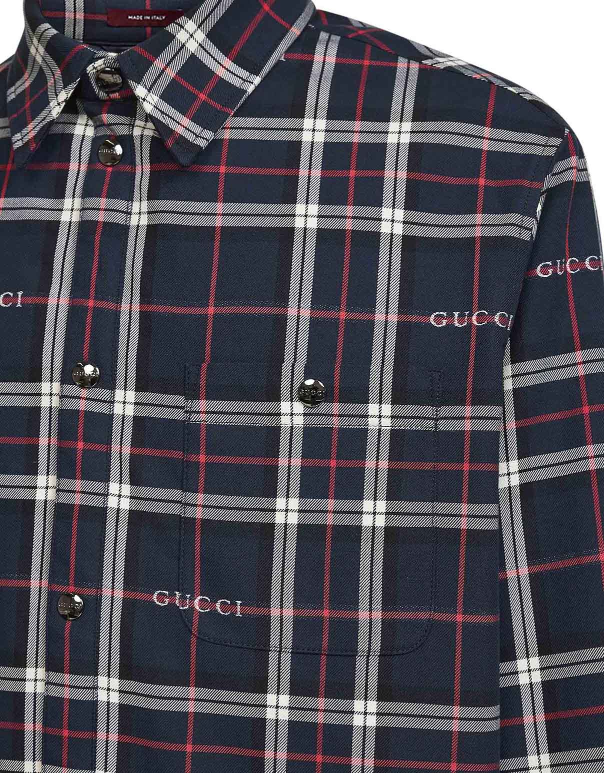 Camicia imbottita in tartan cotone jacquard Gucci