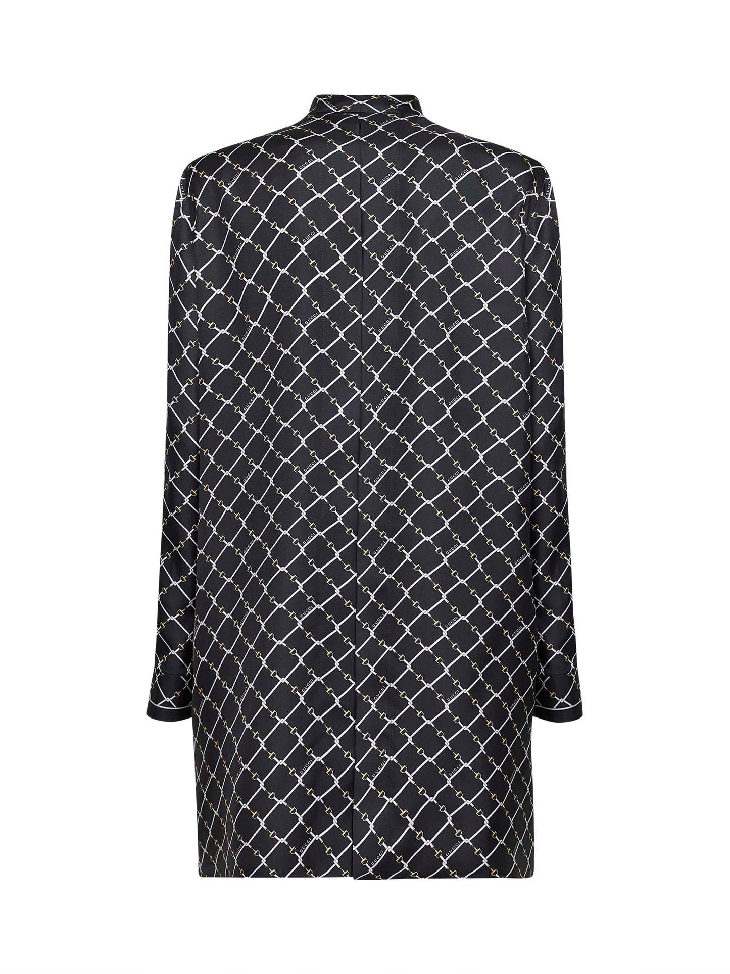 Miniabito in twill di seta stampato nero