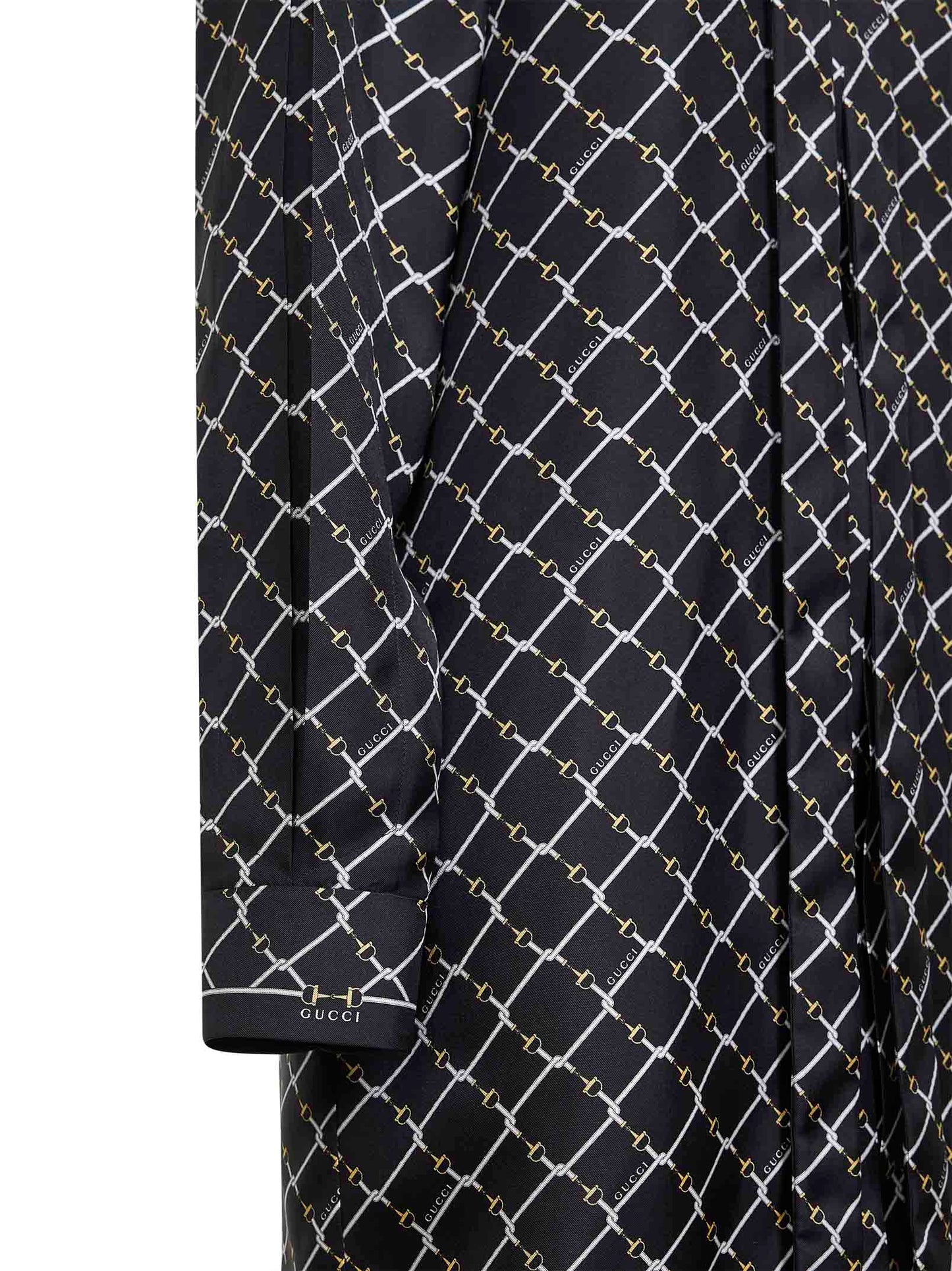 Miniabito in twill di seta stampato nero