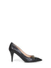 Black GG leather pumps with Horsebit
