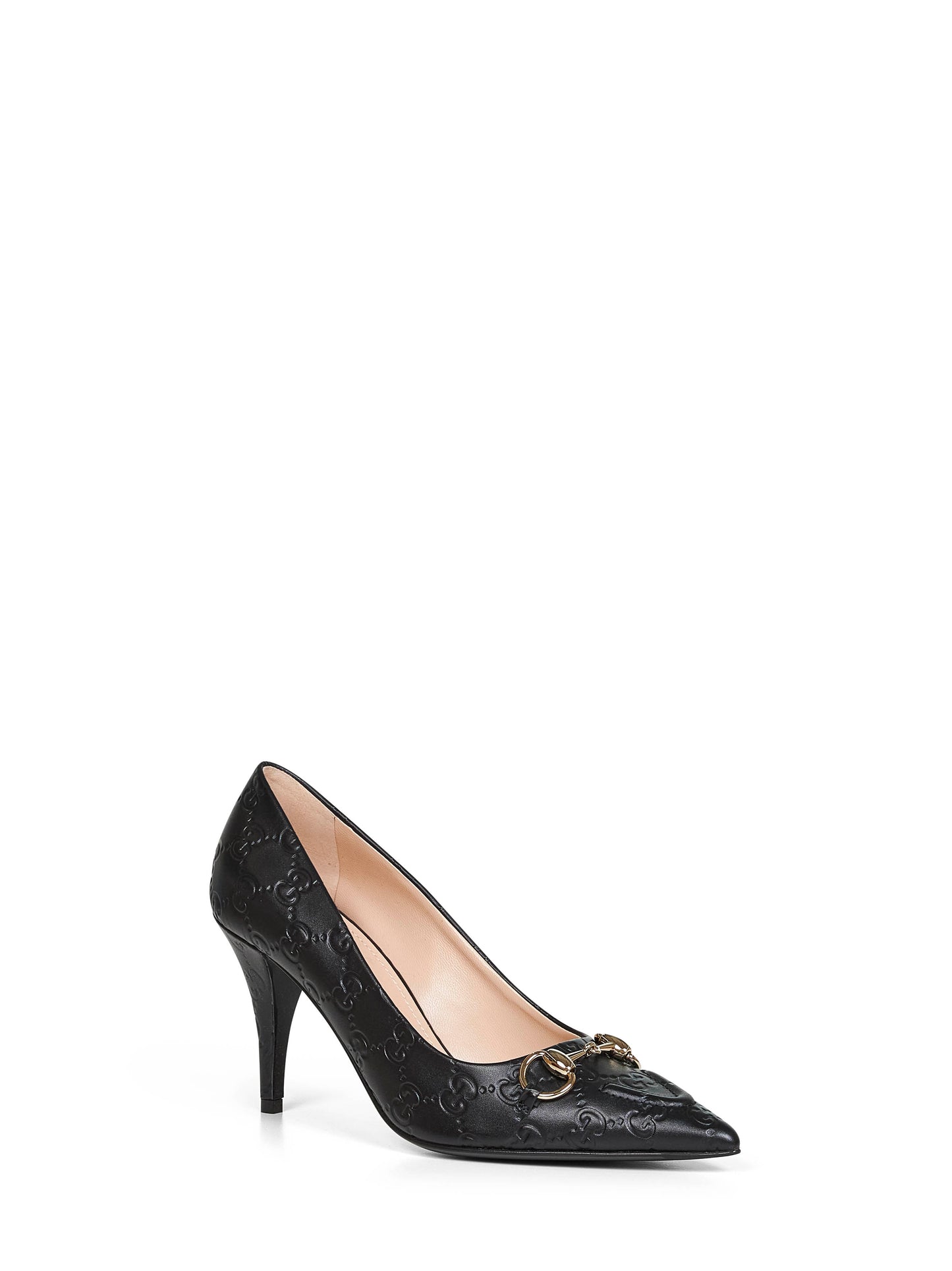 Black GG leather pumps with Horsebit
