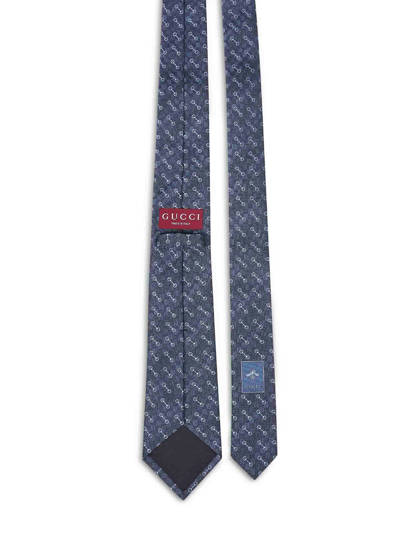 Cravatta in seta jacquard con Morsetto blu navy