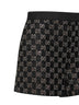 Shorts in tweed lamé nero con cristalli GG