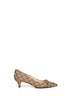 Beige and dark brown GG canvas pumps with Horsebit