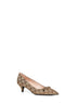 Beige and dark brown GG canvas pumps with Horsebit