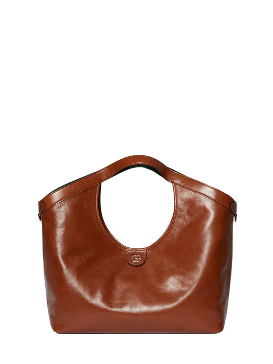 Borsa shopping Gucci Giglio grande marrone scuro