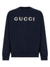 Dark blue cotton jersey embroidered sweatshirt