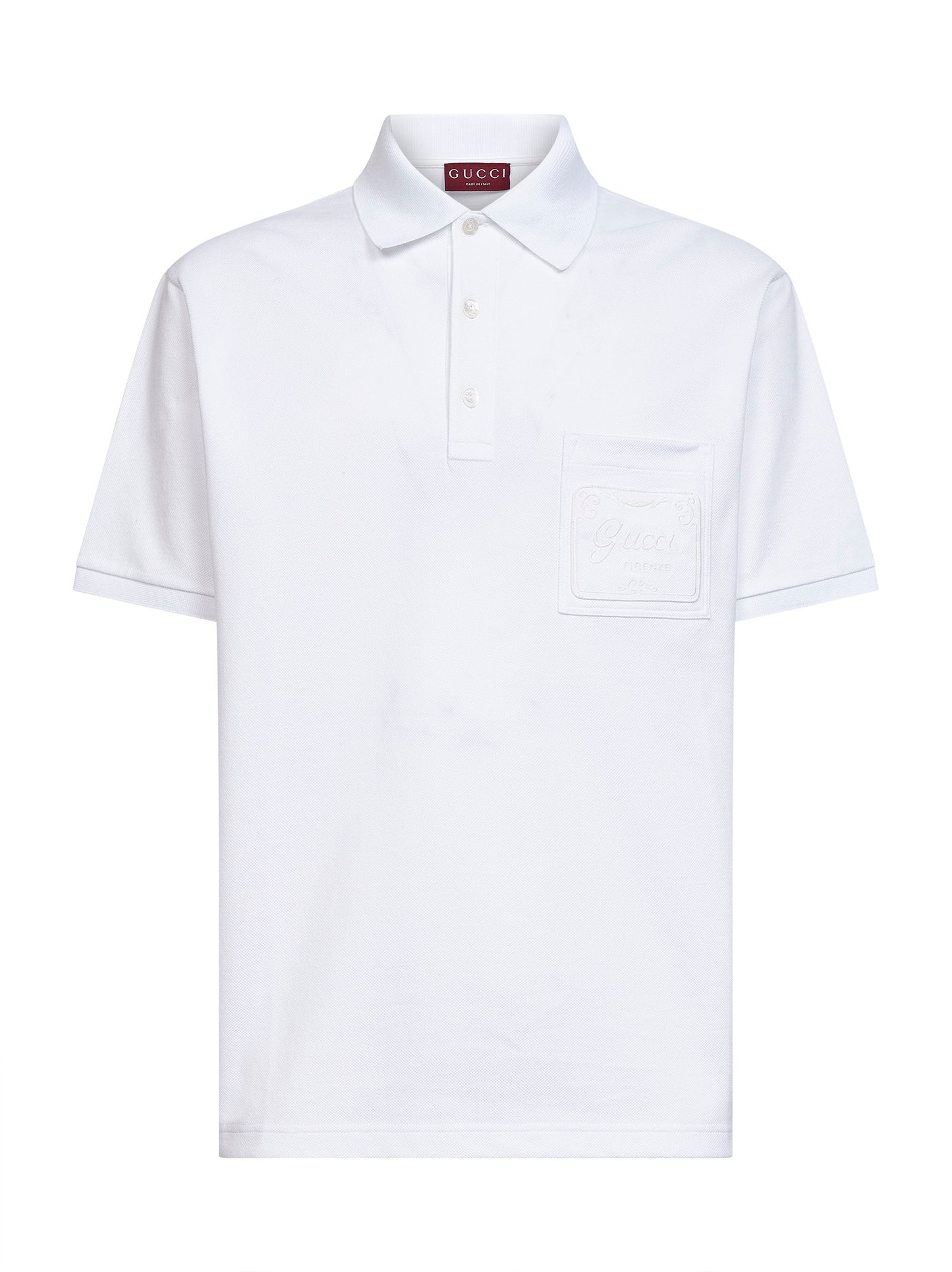 White cotton pique embroidered polo shirt