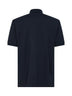 Dark blue stretch cotton pique embroidered polo shirt