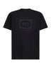 Black cotton jersey printed T-shirt