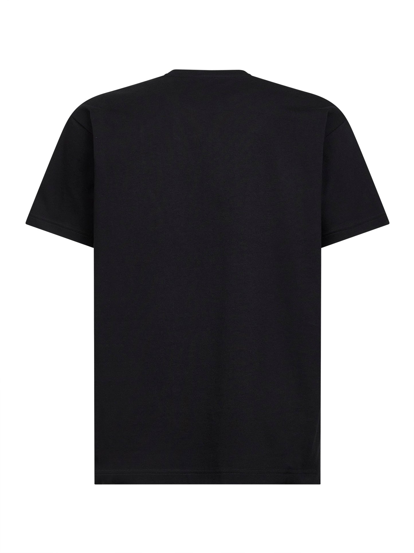 Black cotton jersey printed T-shirt