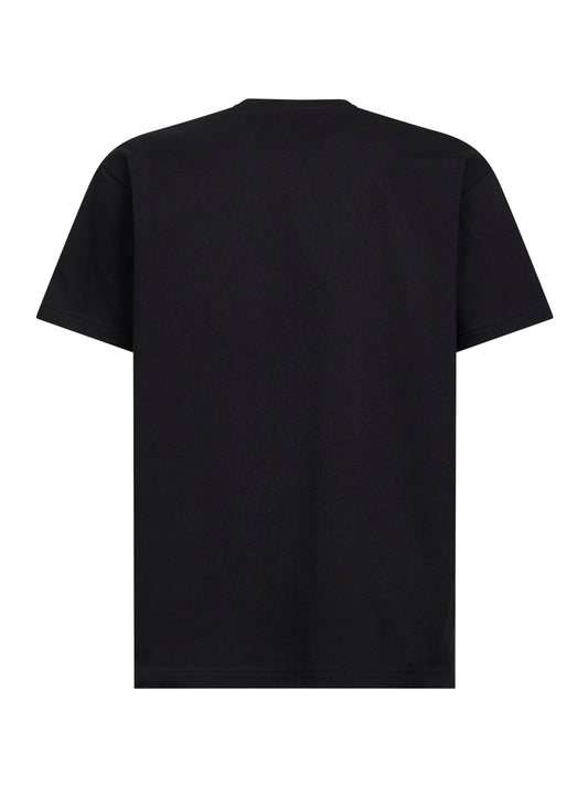 Black cotton jersey printed T-shirt