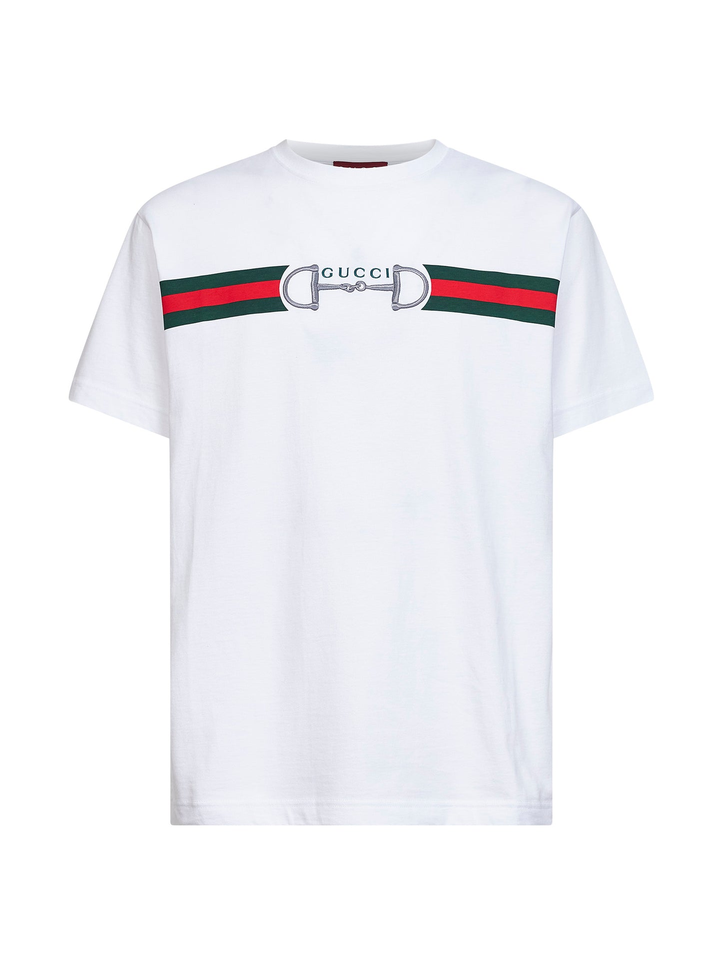White cotton jersey embroidered T-shirt