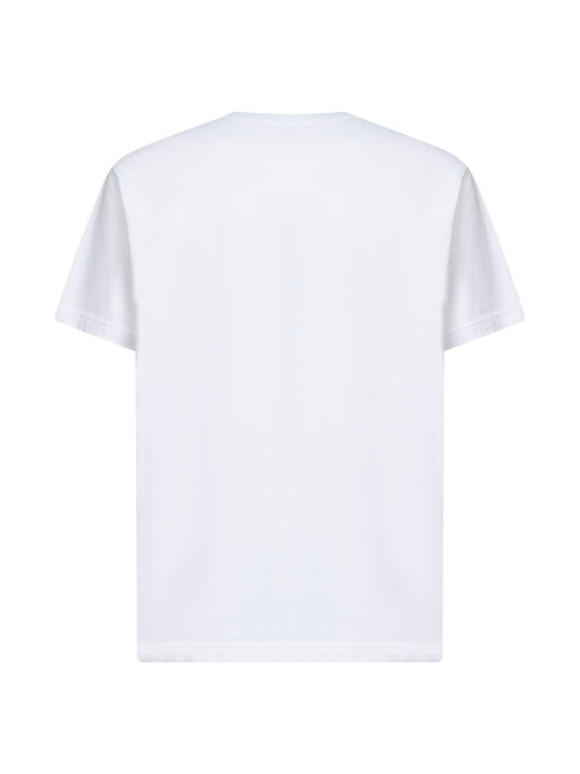 White cotton jersey embroidered T-shirt