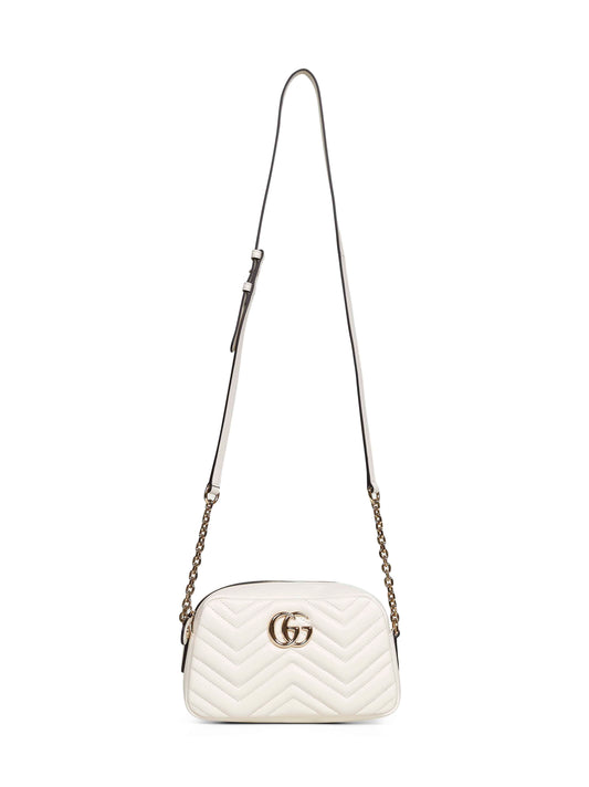 Dusty white GG Marmont small camera bag