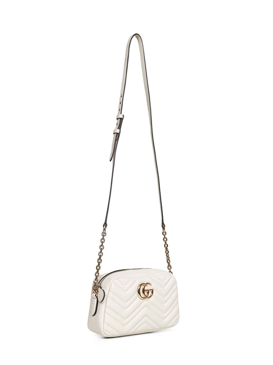 Dusty white GG Marmont small camera bag