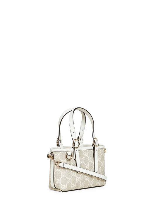 Beige and white GG Emblem mini handbag