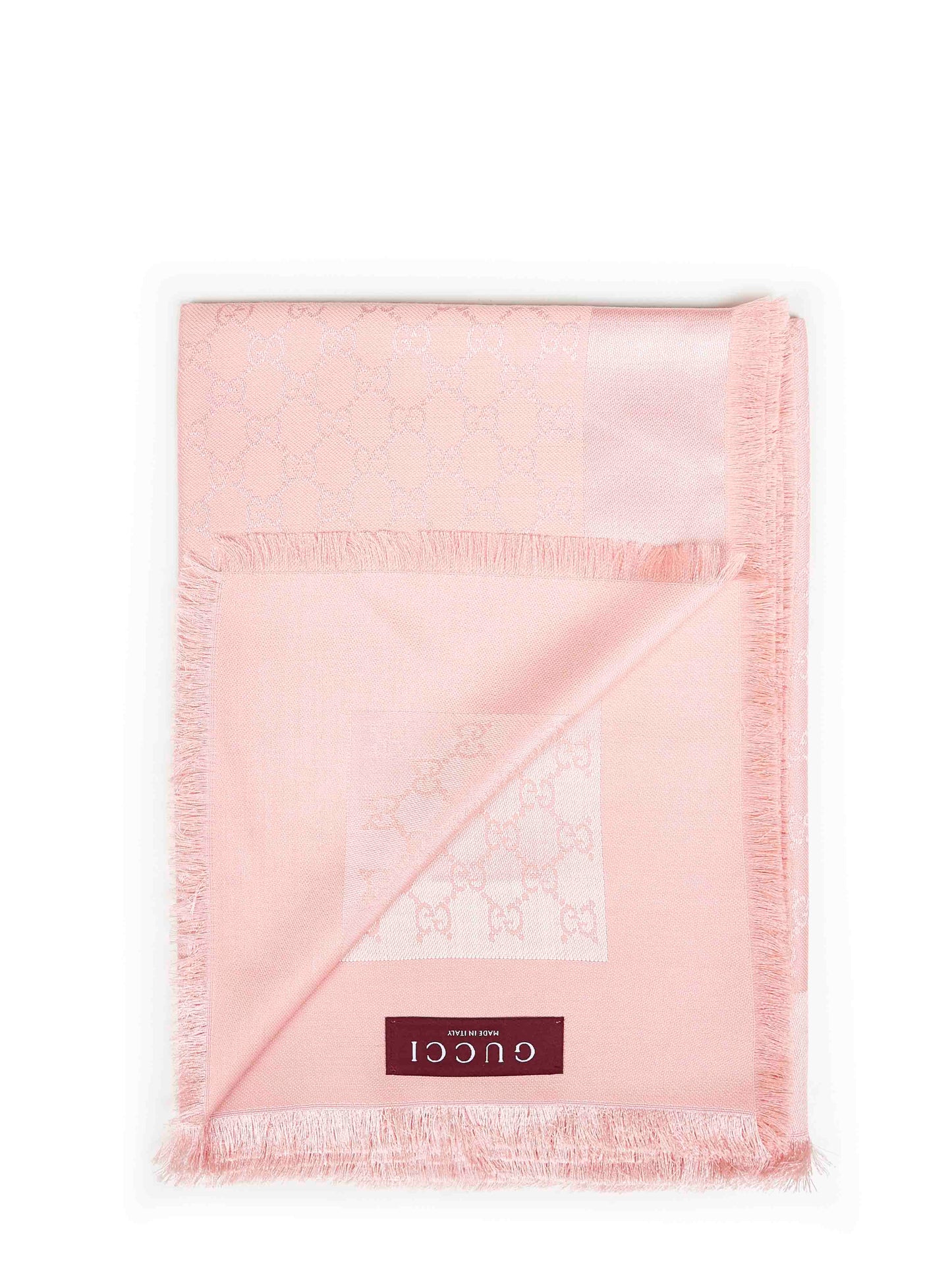 Scialle in seta e lana GG rosa e bianco