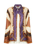Brown printed silk twill shirt