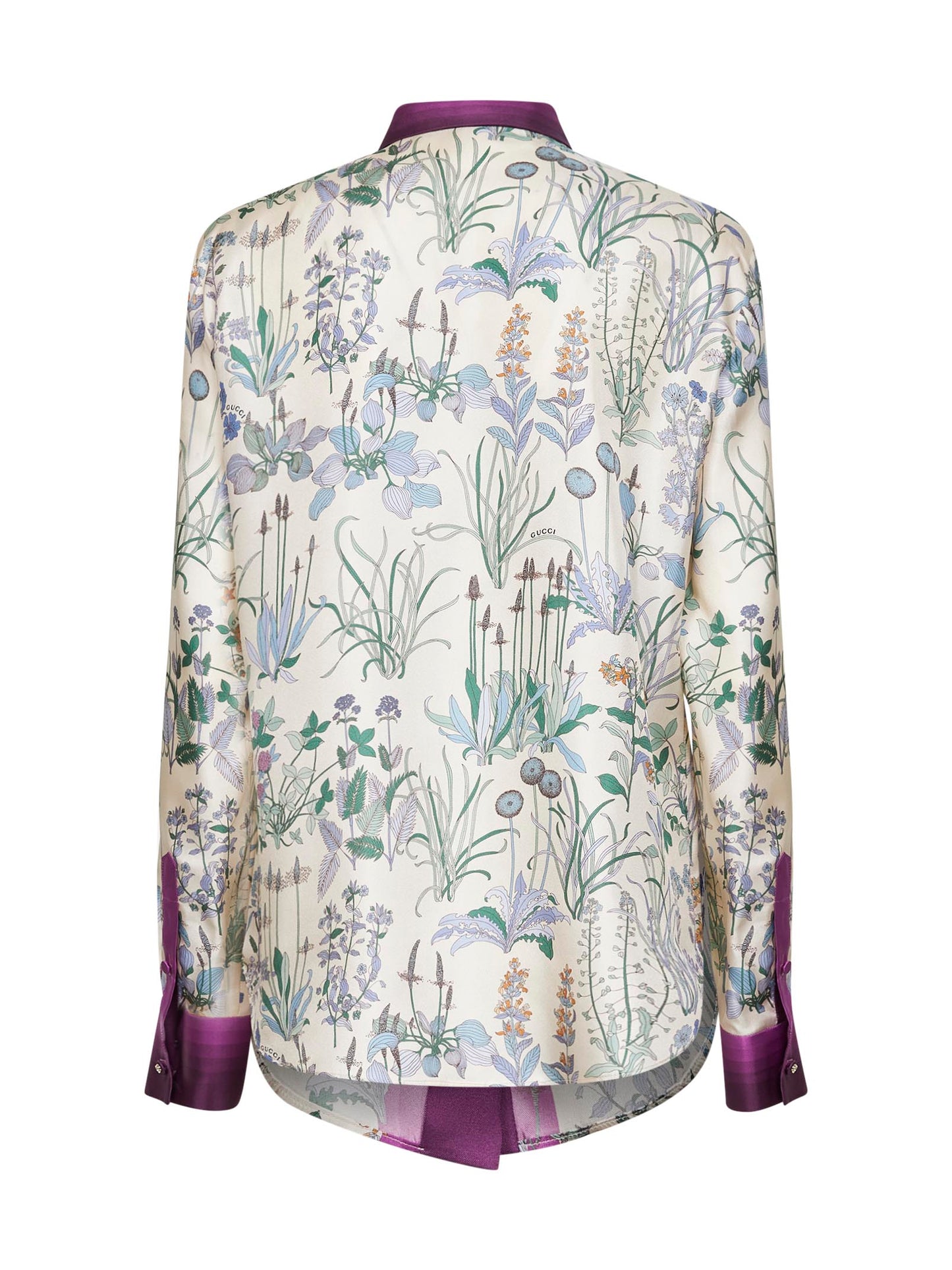Ivory printed silk twill shirt