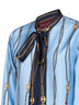 Camicia in twill di seta stampato celeste