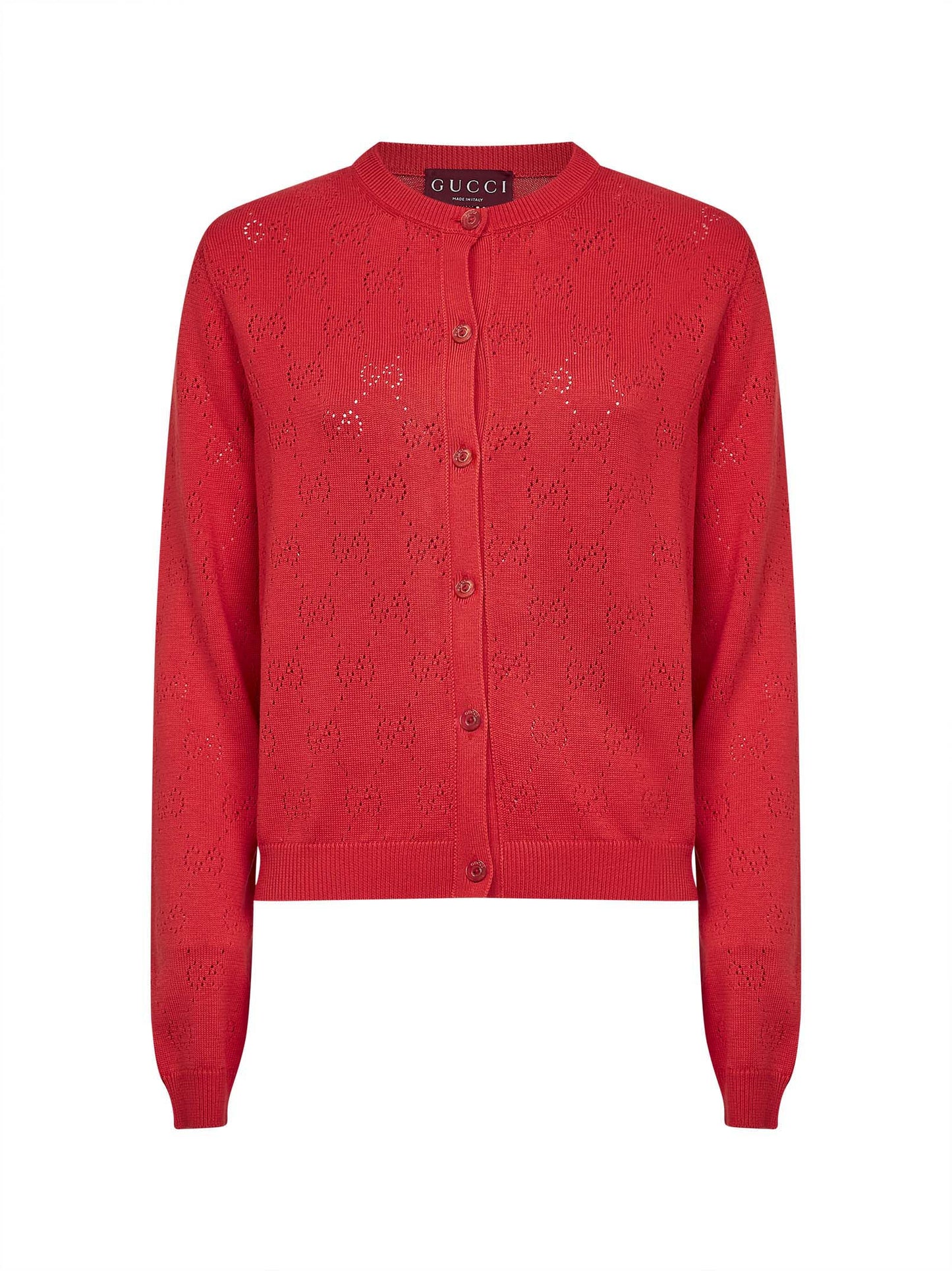 Coral rose GG cotton knit cardigan