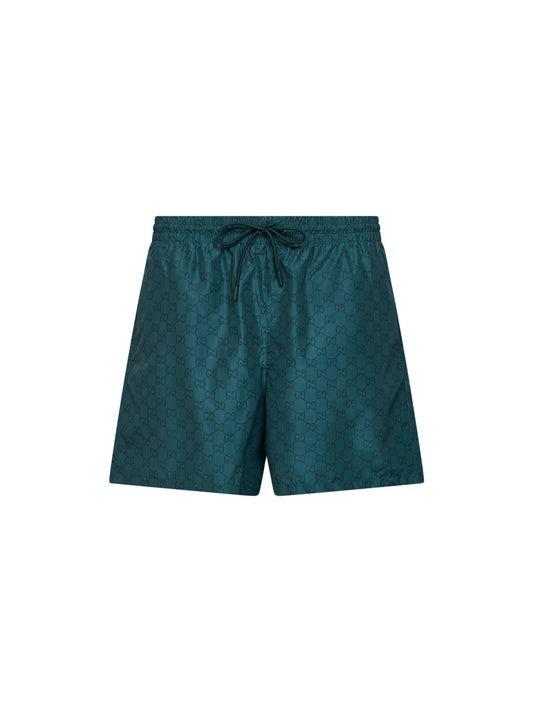 Shorts da mare in nylon GG verde radura