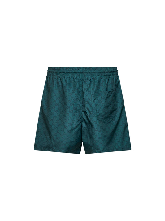 Shorts da mare in nylon GG verde radura