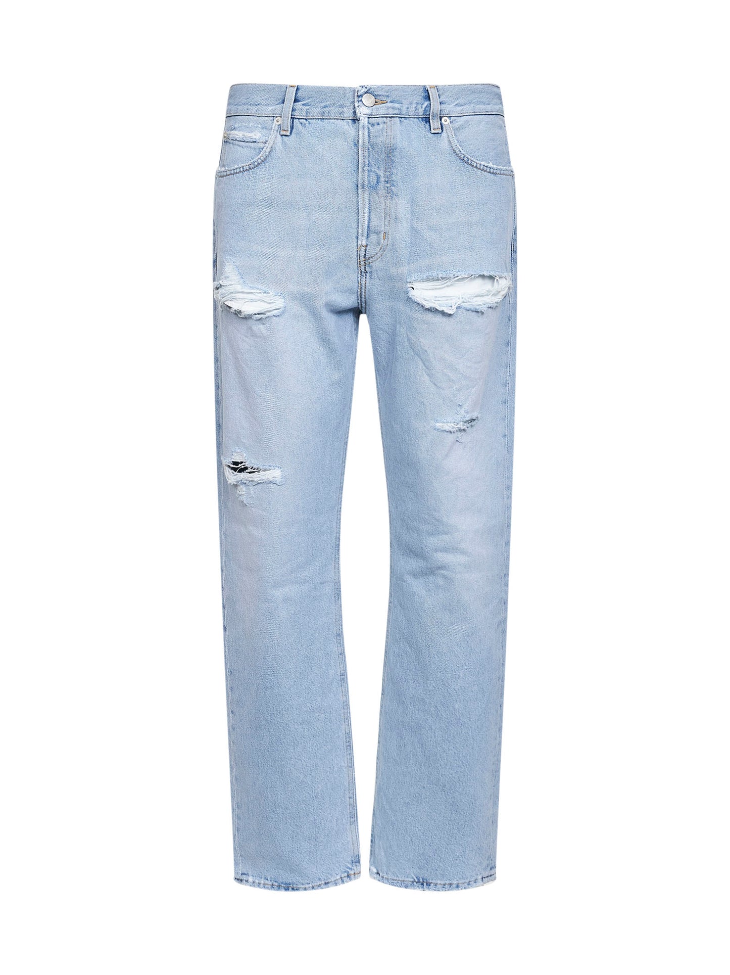 Jeans dritti Blake in denim di cotone azzurro
